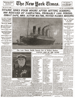 ▲  타이타닉 호의 선장 에드워드 J. 스미스. 타이타닉 호 침몰소식을 알리는 1912년 4월 16일자 뉴욕타임즈