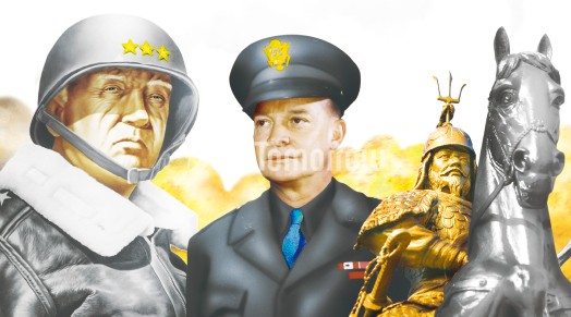 ▲ (왼쪽부터) 조지 S. 패튼, 드와이트 D. 아이젠하워, 을지문덕 장군