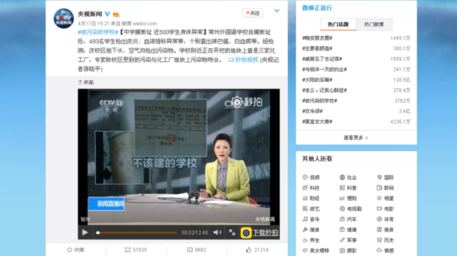 중국 CCTV 웨이보