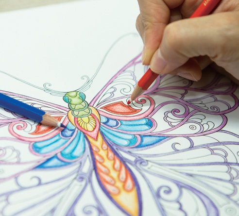 색연필을 이용해보자. 윤곽선부터또렷하게 색칠한 뒤 안부분을 흐리게칠해주면 입체감 있는 표현을 할 수 있다.