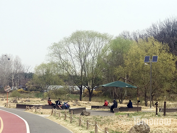  지난 주말 양재천을 따라 자전거를 타거나 산책하는 시민들이 성큼 다가온 봄을 만끽하고 있다. 이번주 후반 부터는 서울 곳곳에서 주요 벚꽃축제가 시작된다. ⓒ이보배 기자
