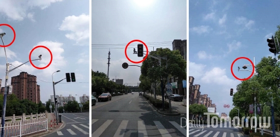 중국 정부는 반부패, 반범죄를 목적으로 중국 전역에 2천만 대의 CCTV 카메라를 설치했다. 현지에서는 CCTV의 치안 관리 및 교통안전 유지 기능에 대한 긍정적인 여론이 적지 않다. 상해 도로 곳곳에 설치된 감시카메라. ⓒ김경자 글로벌리포터