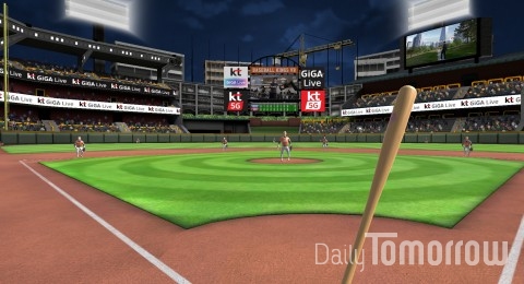 GiGA Live TV를 통해 선보일 VR 스포츠 야구 편에서 타자가 플레이하는 장면 사진=KT