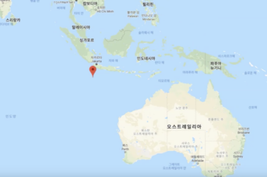 중국 후베이성 우한시에 고립됐던 호주인 243명이 콴타스 전세기 편으로 귀국해 호주 본토로부터 약 2,600km 떨어진 크리스마스 섬에 격리 수용됐다.사진=구글맵