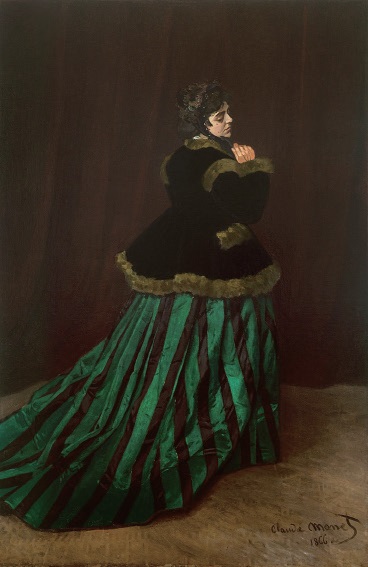 모네의 아내였던 카미유가 작품의 모델로 등장한<초록 드레스를 입은 여인>