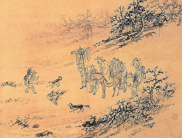도화원에서는 각종 매를 그려 전국에 보내 매를 잡도록 했고, 잡힌 매는 중국에 공물로 보내졌다. 아래 그림은 매사냥하는 모습을 그린 김홍도의 호귀응렵도.