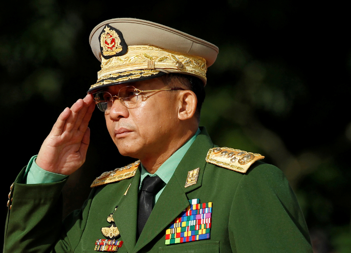 민 아웅 흘라잉 미얀마군 최고사령관 (양곤/로이터연합뉴스)