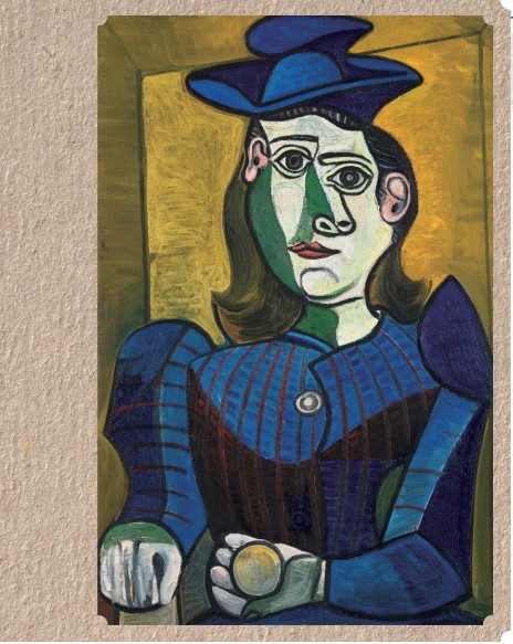 파란 모자를 쓴 여인의 상반신(1944), 피카소 ⓒ 2021 - Succession Pablo Picasso - SACK (Korea)