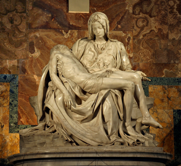 ‘피에타’, 미켈란젤로, 1498~1499년, 대리석, 바티칸 성 베드로 대성당. 사진 위키미디어커먼스