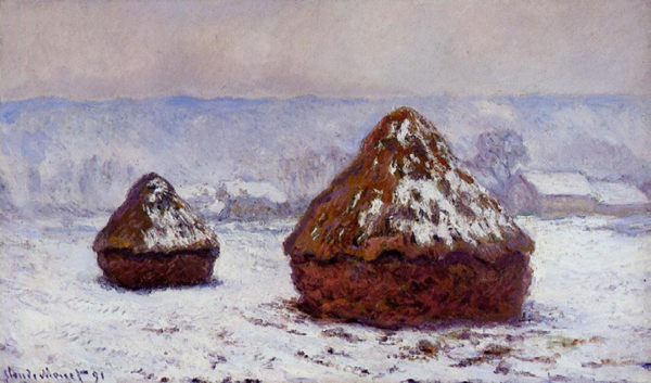  ‘건초더미, 눈’, 1891년, 캔버스에 오일, 60×100cm, 버몬트 쉘번미술관 소장, 사진 위키아트