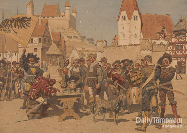 16세기에 용병을 모집하는 포스터.사진 스위스 국립 박물관
