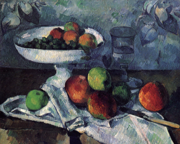  ‘과일그릇과 유리잔과 사과’, 1880년, 캔버스에 유채, 49X62cm, 개인소장. 사진 위키아트