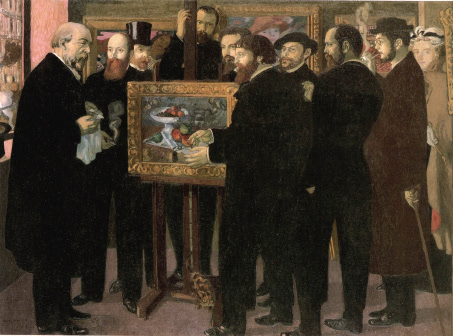모리스 드니, ‘세잔에게 드리는 경의’, 1900년, 캔버스에 유채, 46.5X55cm, 파리 오르세미술관 소장. 사진 위키아트