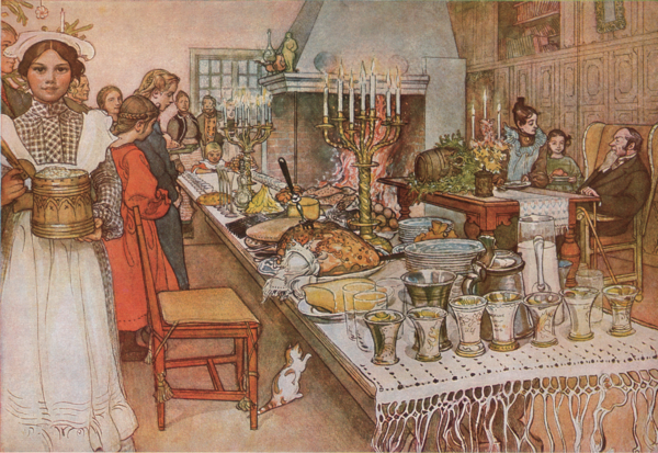 칼 라르손, ‘크리스마스이브’, 1904~1905년, 수채화, 보니에스카 초상화컬렉션 소장. 사진 위키미디어 커먼즈